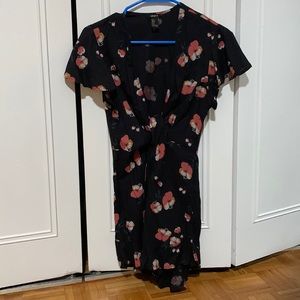 Floral low cut dress with front tie